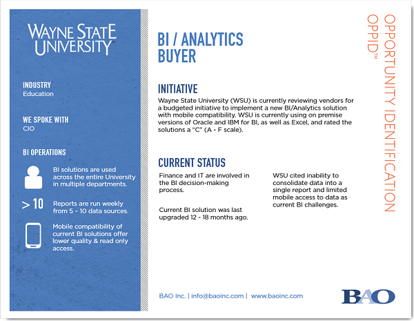 Wayne State University BI Buyer