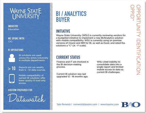 Wayne State University BI Buyer
