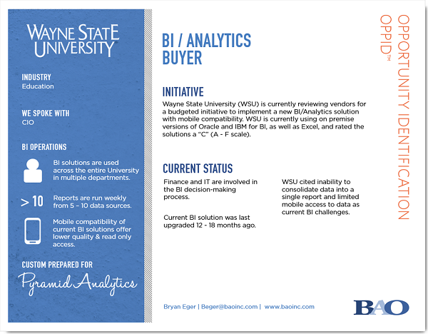 Wayne State University BI Buyer