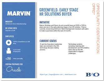 Marvin Windows and Doors Greenfield Early Stage HR Solutions Buyer