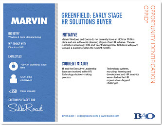 Marvin Windows and Doors Greenfield Early Stage HR Solutions Buyer